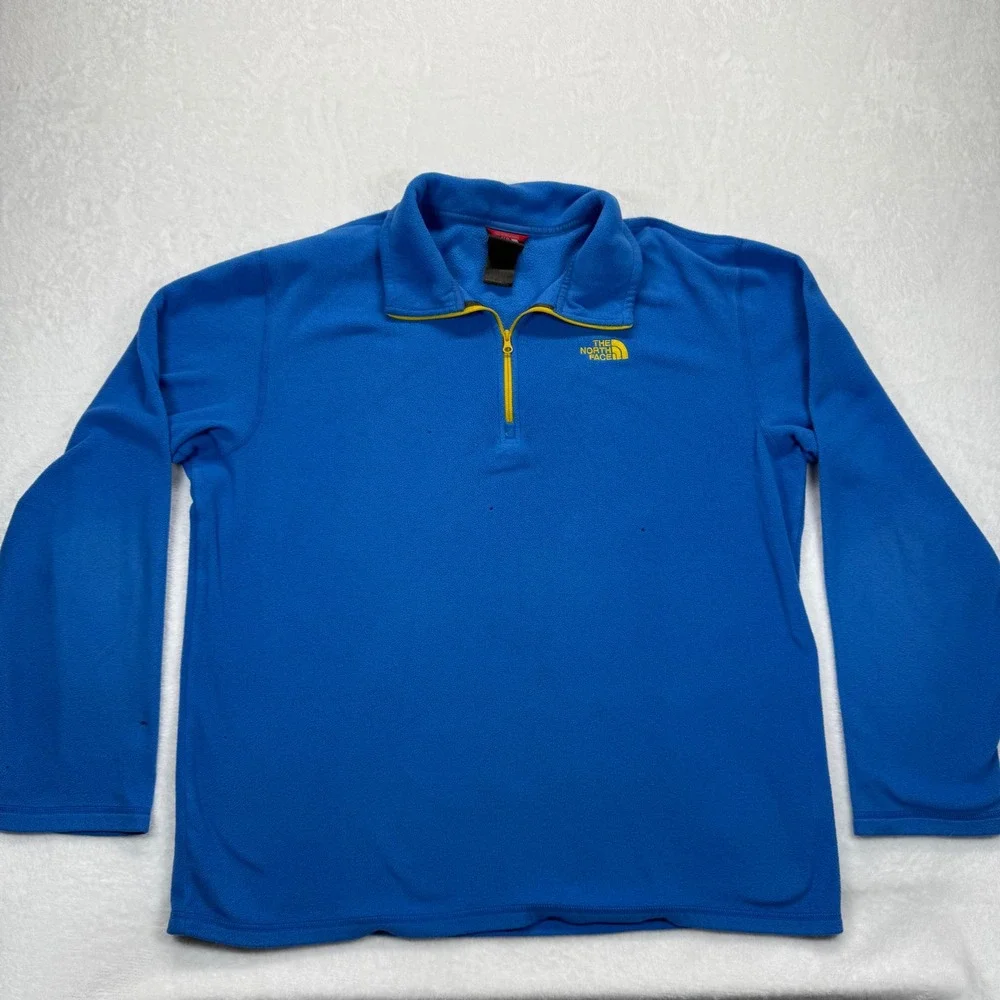 The North‎ Face Pullover Fleece Quarter Zip Polartec Classic Blue Mens L READ